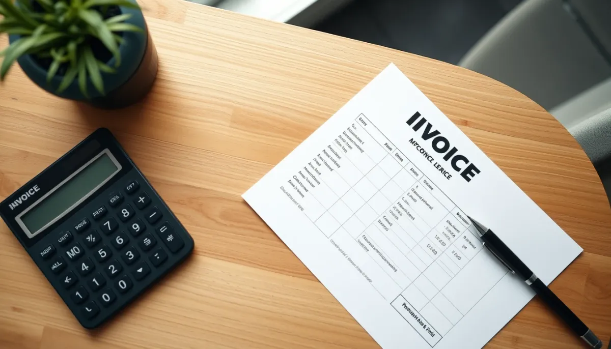 Devis et calculatrice posés sur une table pour estimer le prix d'un store banne motorisé