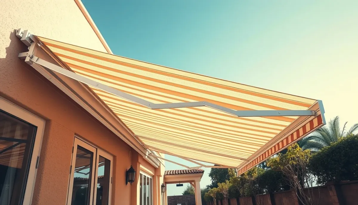 Store banne bien entretenu déployé par beau temps