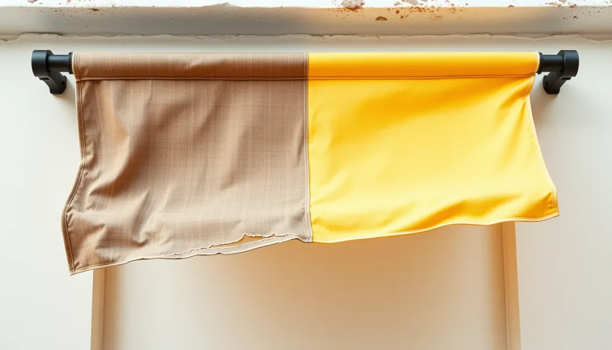 Comparaison entre une toile de store banne usée et une neuve