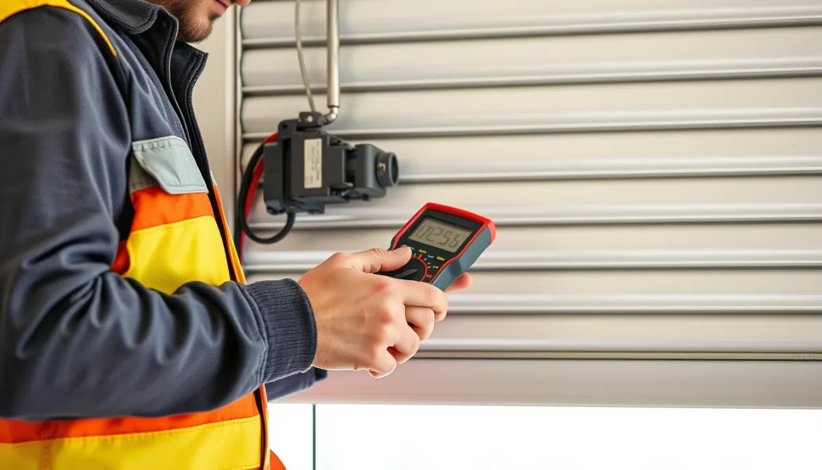 Installateur professionnel testant un moteur de volet roulant