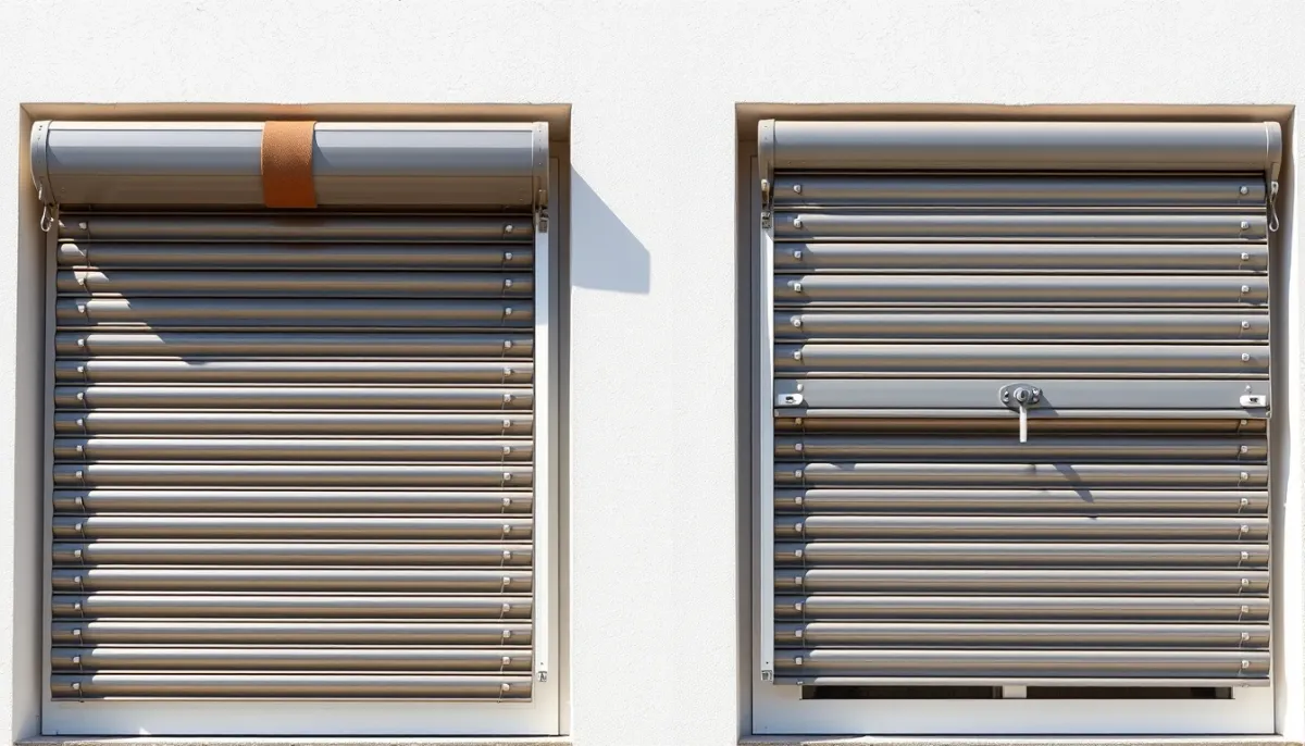Comparaison côte à côte d'un volet à sangle et d'un volet à manivelle
