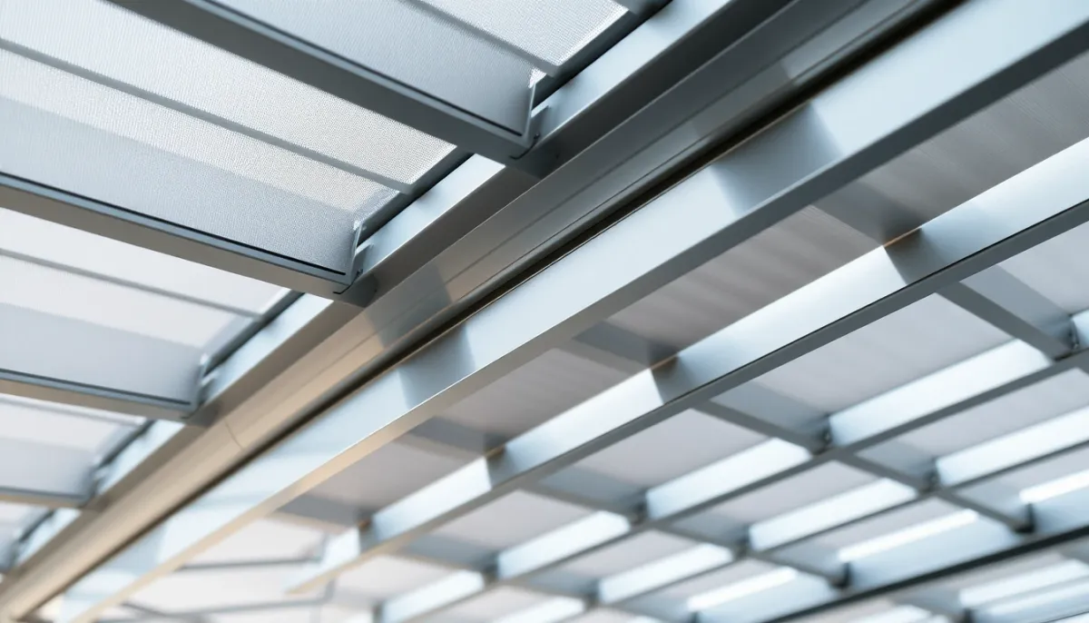Détail des lames orientables en aluminium d'une pergola bioclimatique