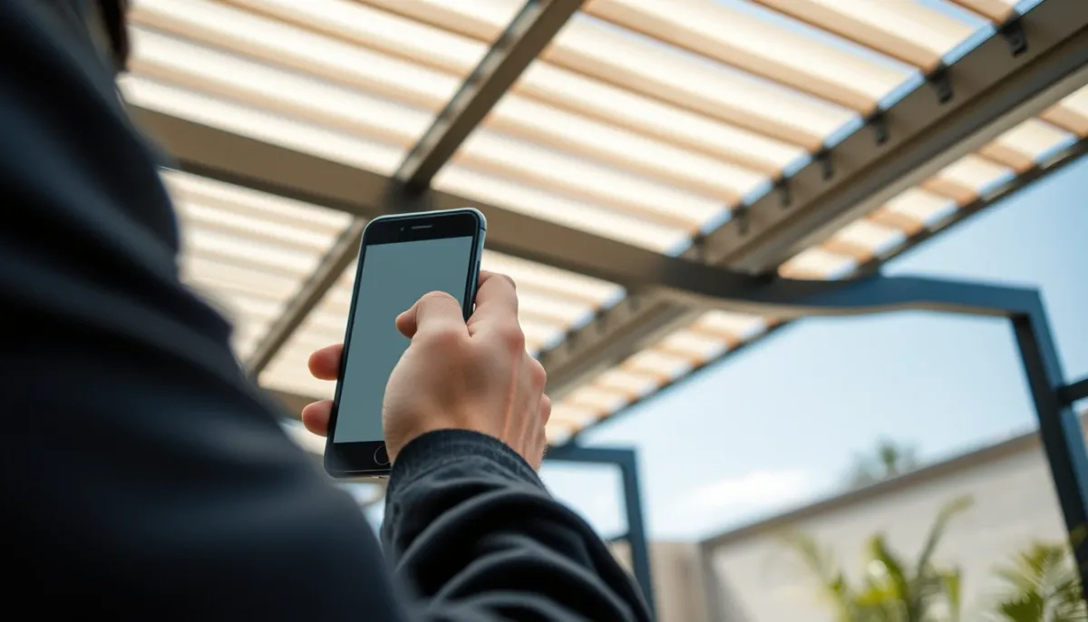 Contrôle motorisé des lames d'une pergola bioclimatique via smartphone