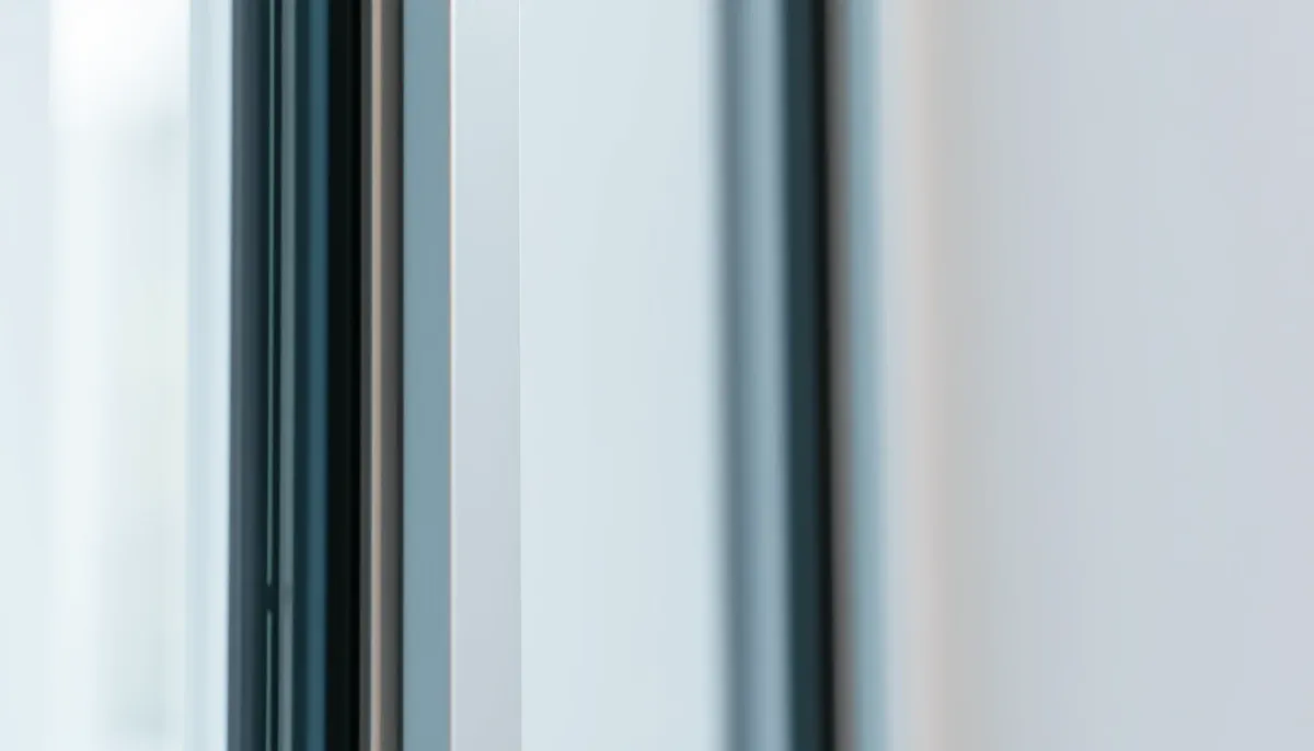 Gros plan sur un profilé de fenêtre en aluminium avec double vitrage