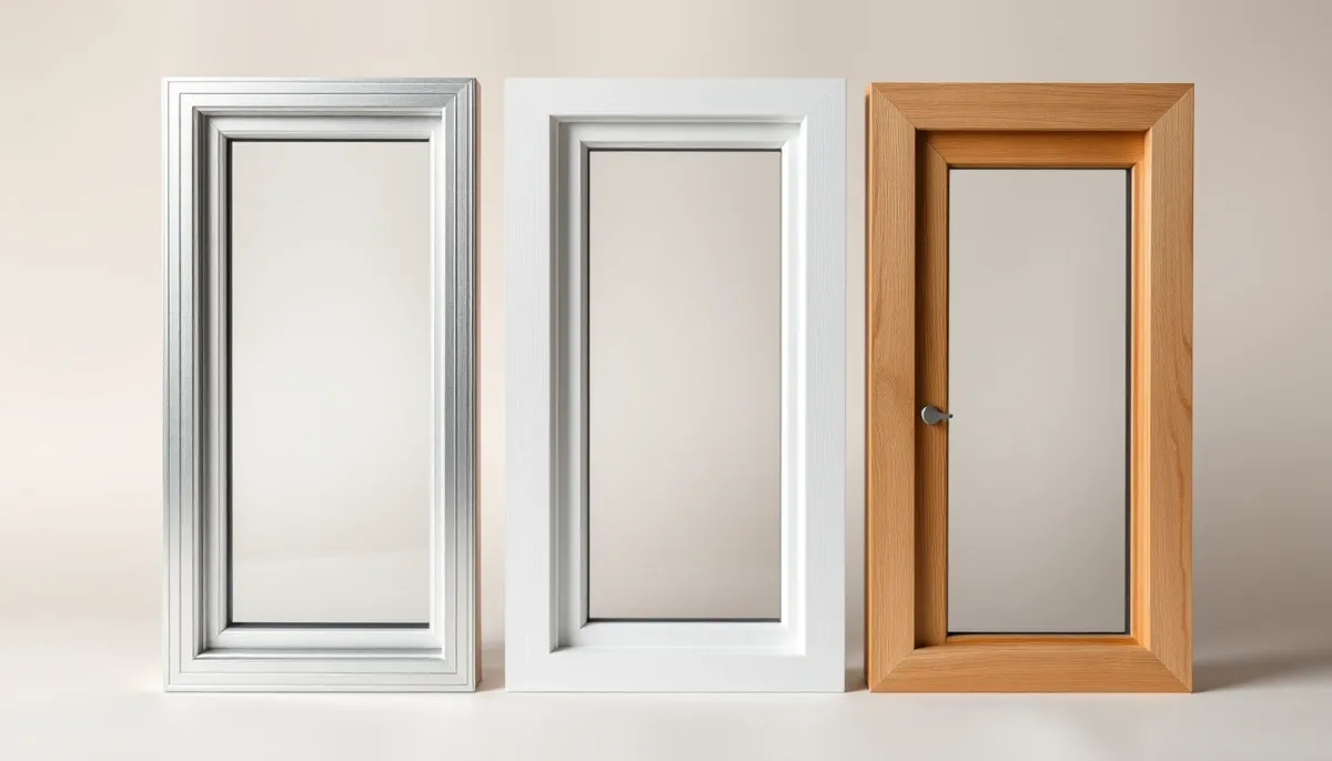Comparatif de trois échantillons de fenêtres : aluminium, PVC et bois