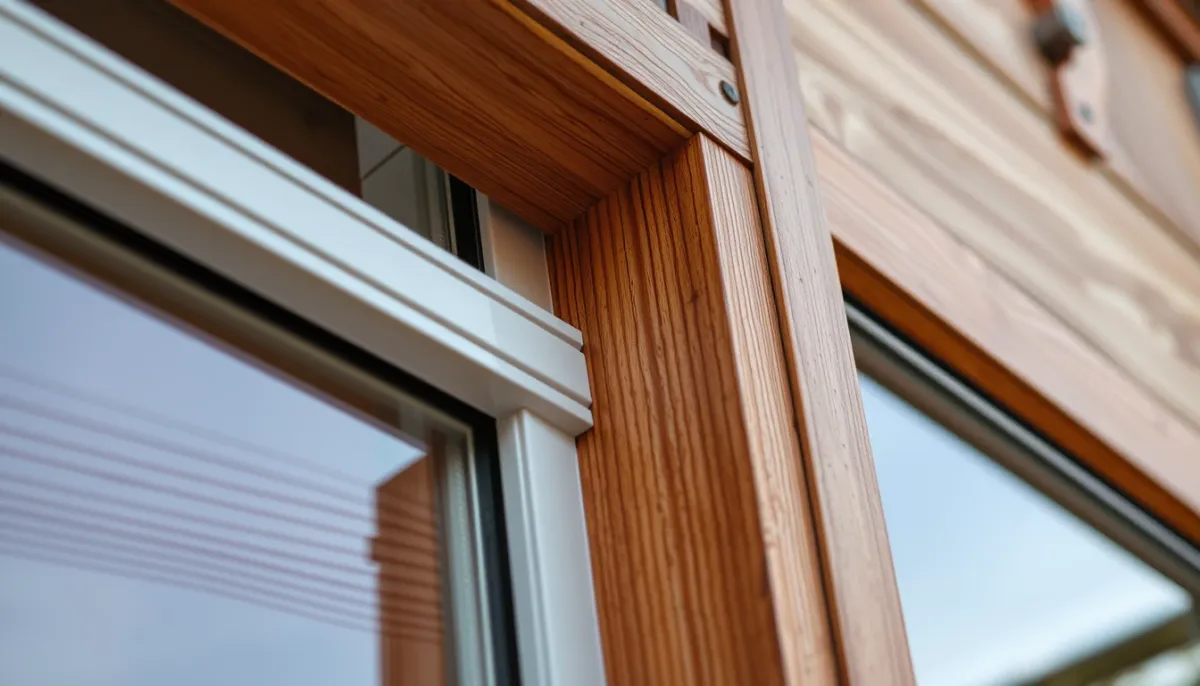 Gros plan sur la pose d'une fenêtre PVC sur un dormant en bois existant
