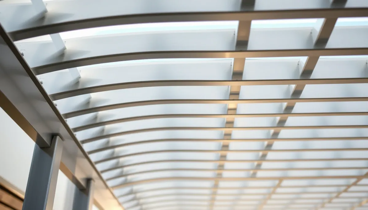Détail des lames orientables en aluminium d'une pergola bioclimatique