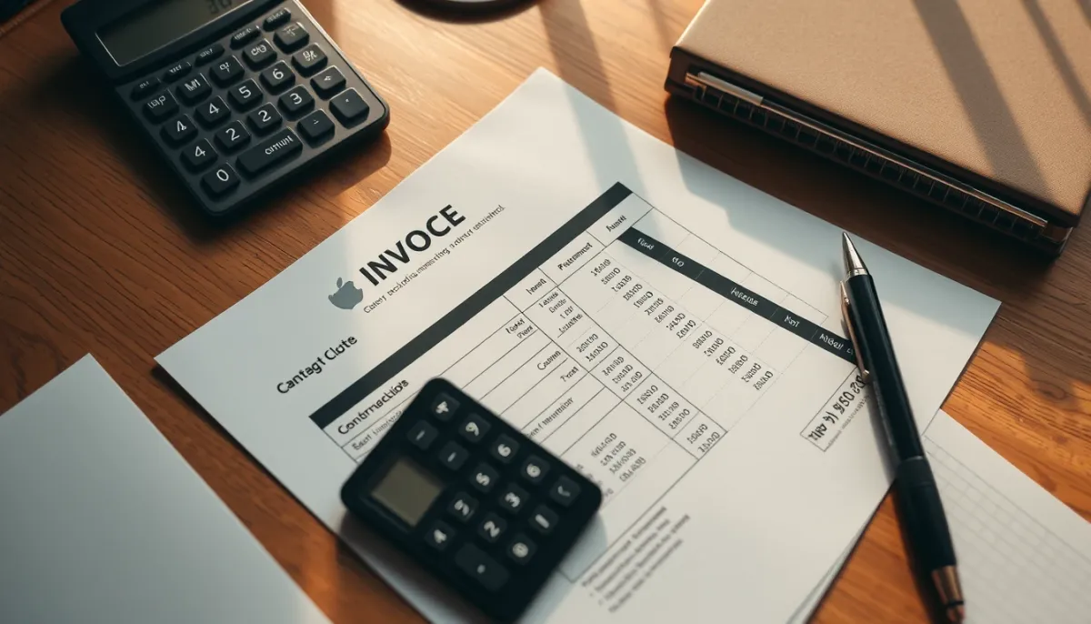 Devis et calculatrice sur un bureau en bois pour le prix de motorisation d'un volet roulant